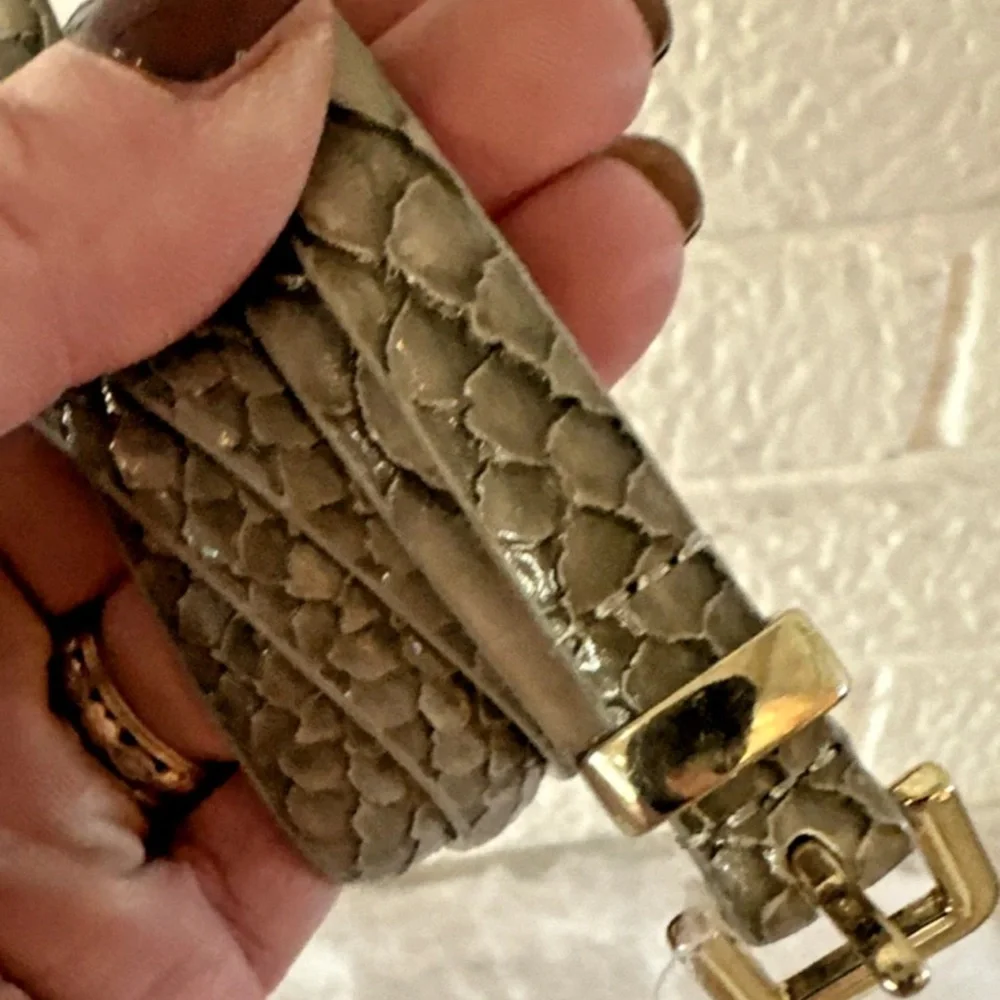 J. Crew Women’s GRAY Leather Belt Chic Snakeskin Print MEDIUM